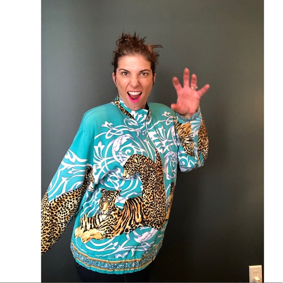 Vintage Jackets & Blazers - Vintage Cheetah Print Bomber Jacket